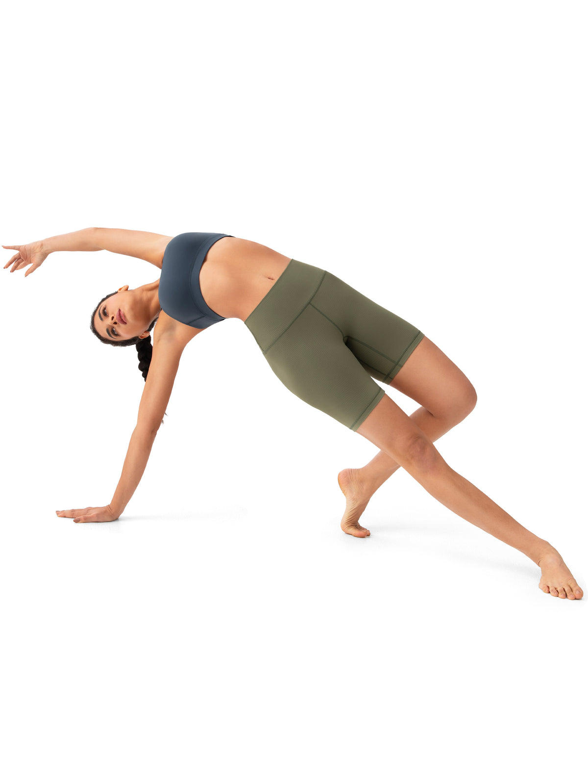 8042 - 8’’ High Waisted Ribbed Biker Shorts Yoga Tights