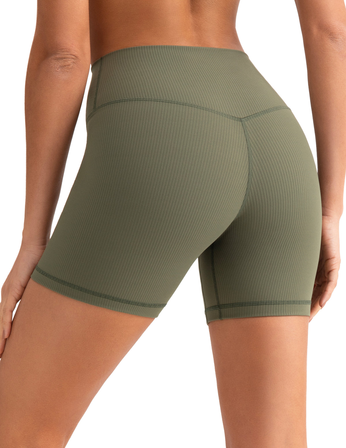 6’’ High Waisted Ribbed Biker Shorts - #color_