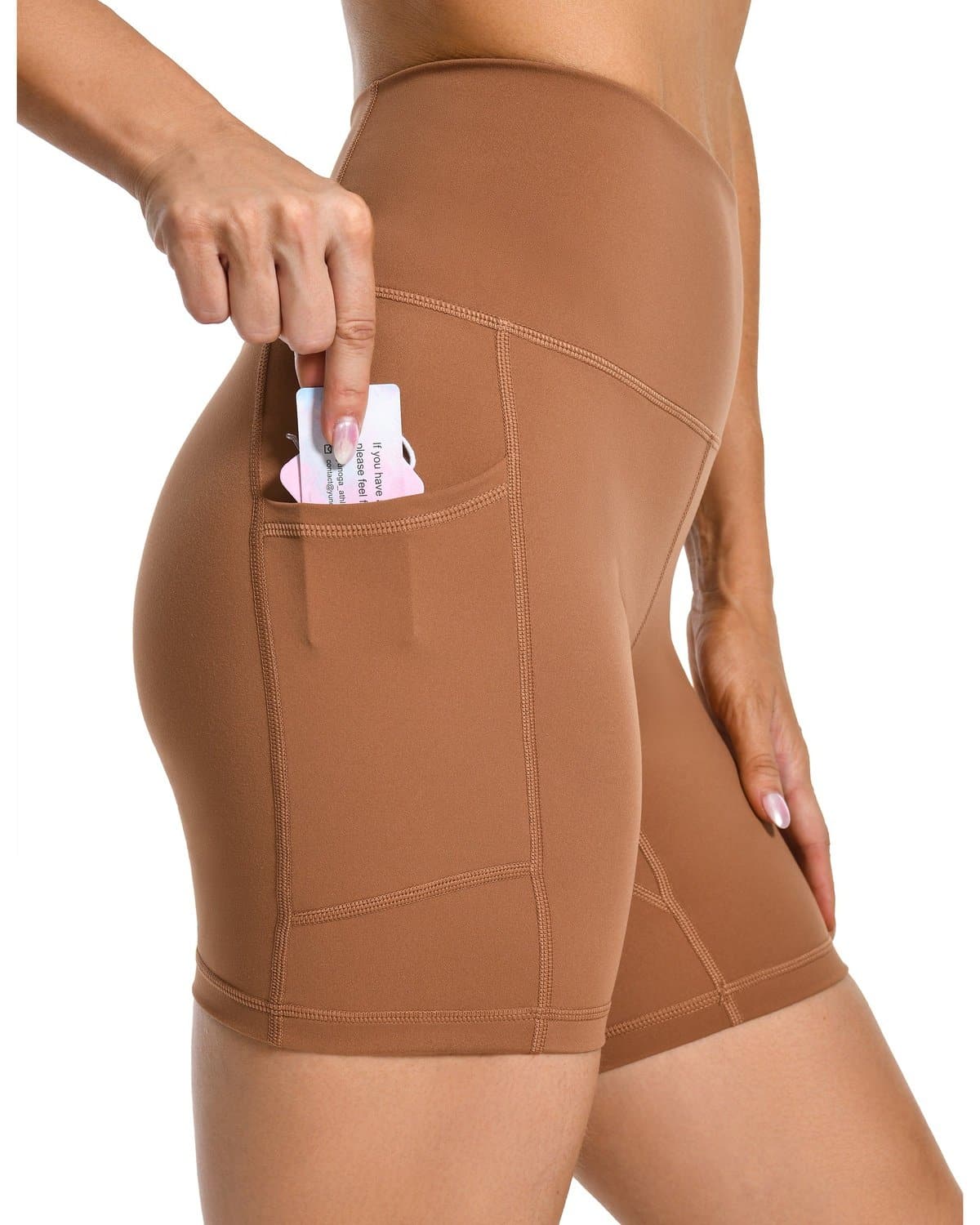 6’’ Biker Shorts with Pockets - brown athletic shorts pocket #color_