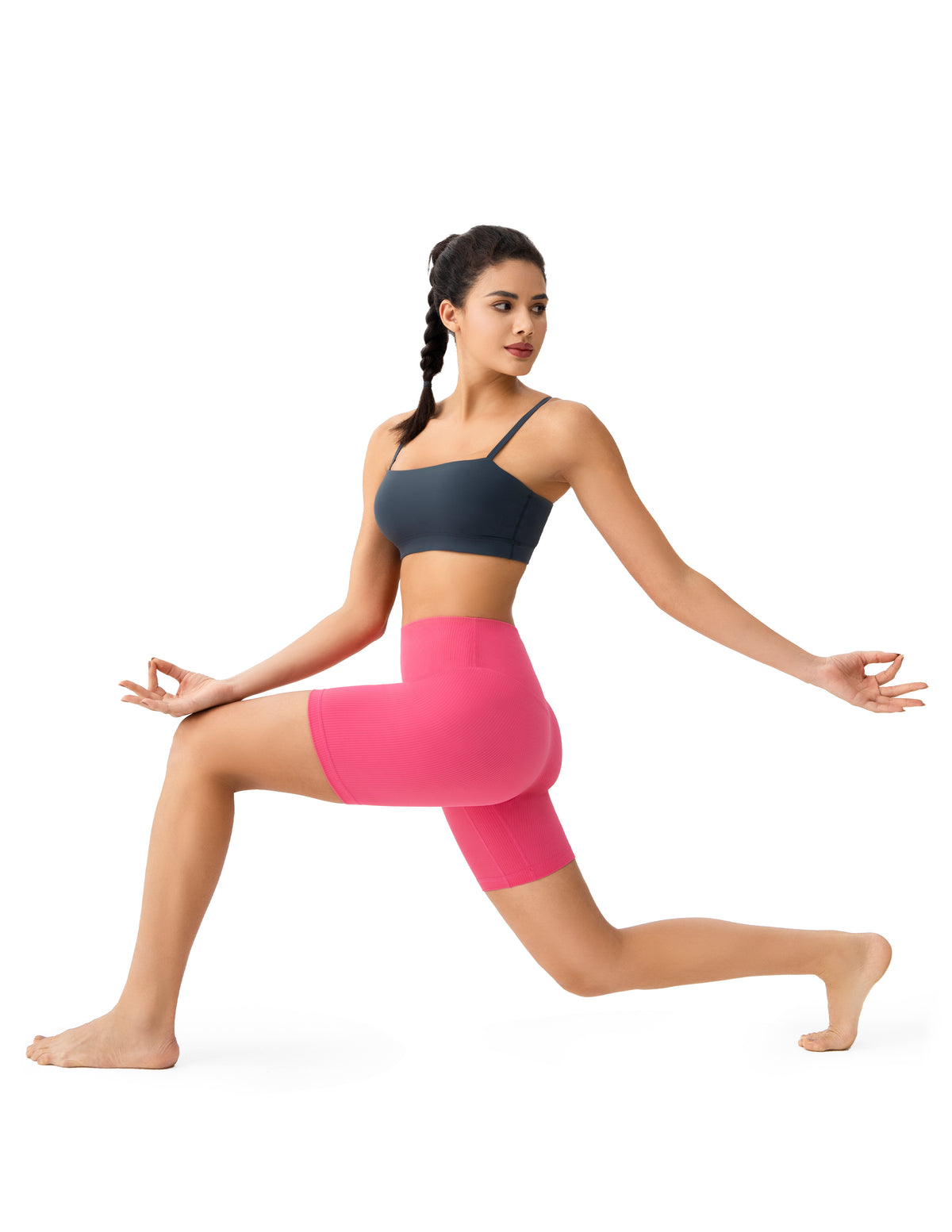 8042 - 8’’ High Waisted Ribbed Biker Shorts Yoga Tights