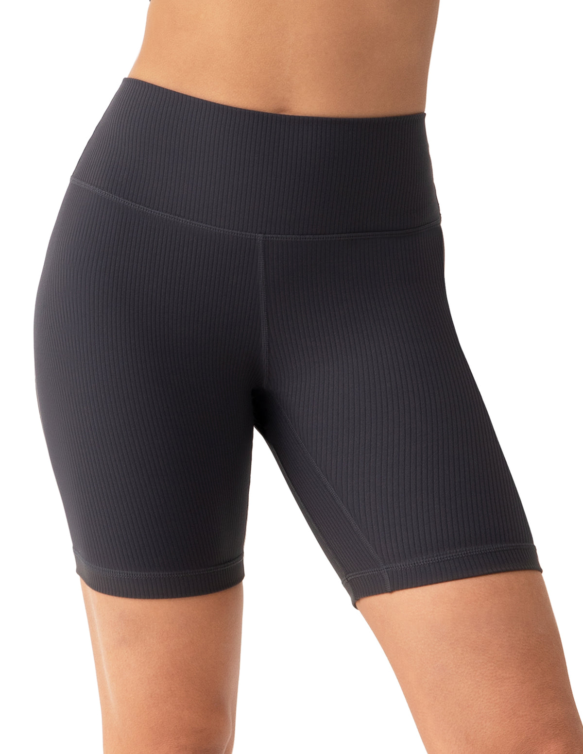 8042 - 8’’ High Waisted Ribbed Biker Shorts Yoga Tights