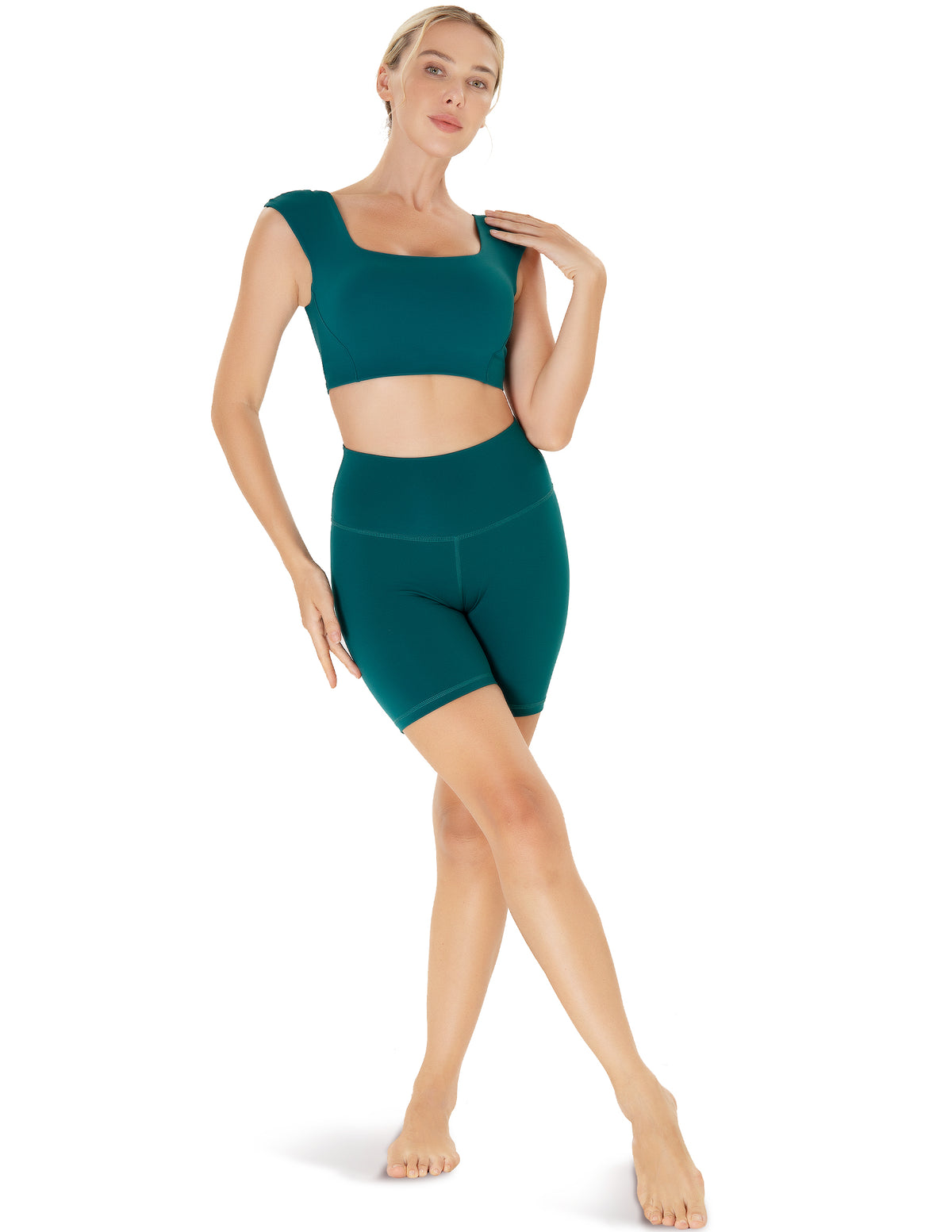 Women’s Square Neck Twist Back Cropped Sports Bra - #color_