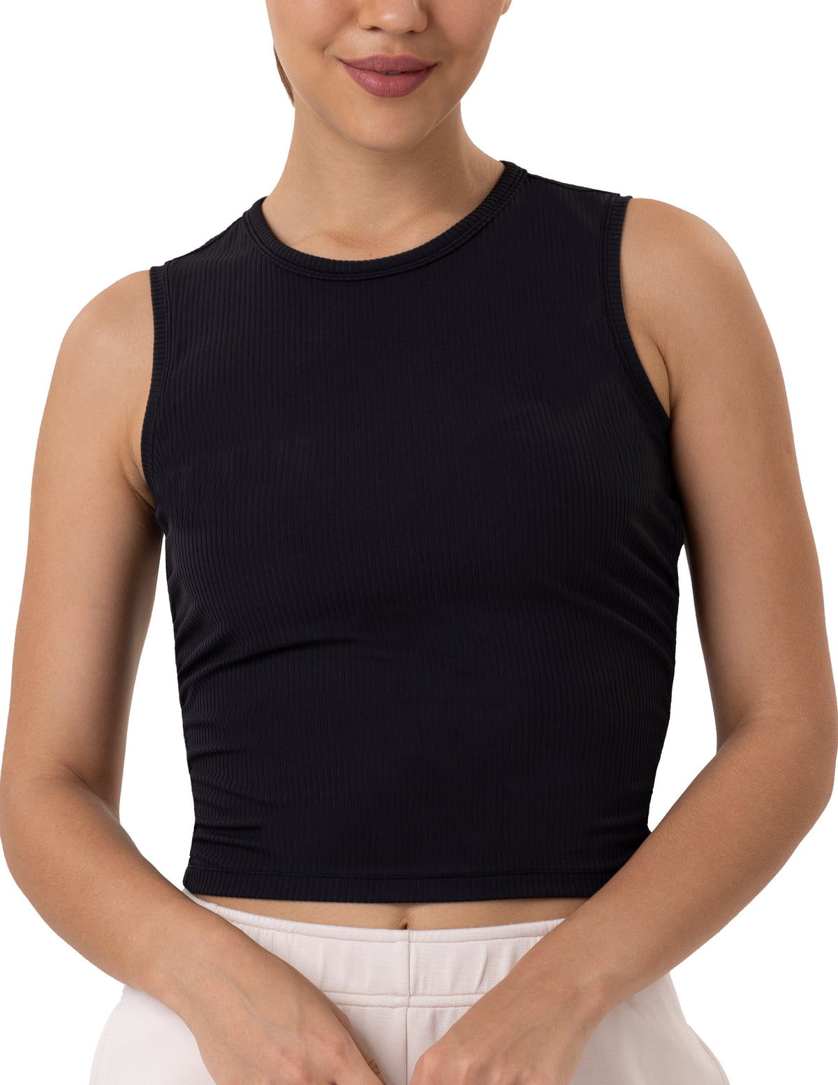 Sleeveless Crew Neck Workout Shirt - #color_