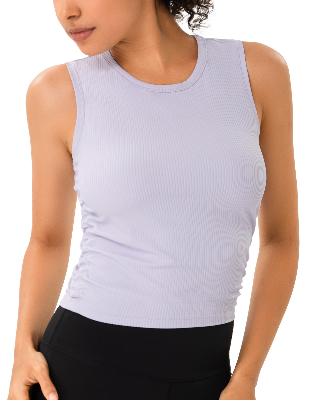 Sleeveless Crew Neck Workout Shirt - #color_