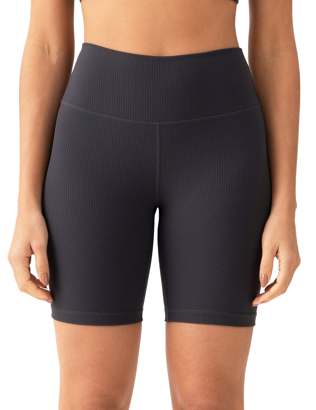 8042 - 8’’ High Waisted Ribbed Biker Shorts Yoga Tights