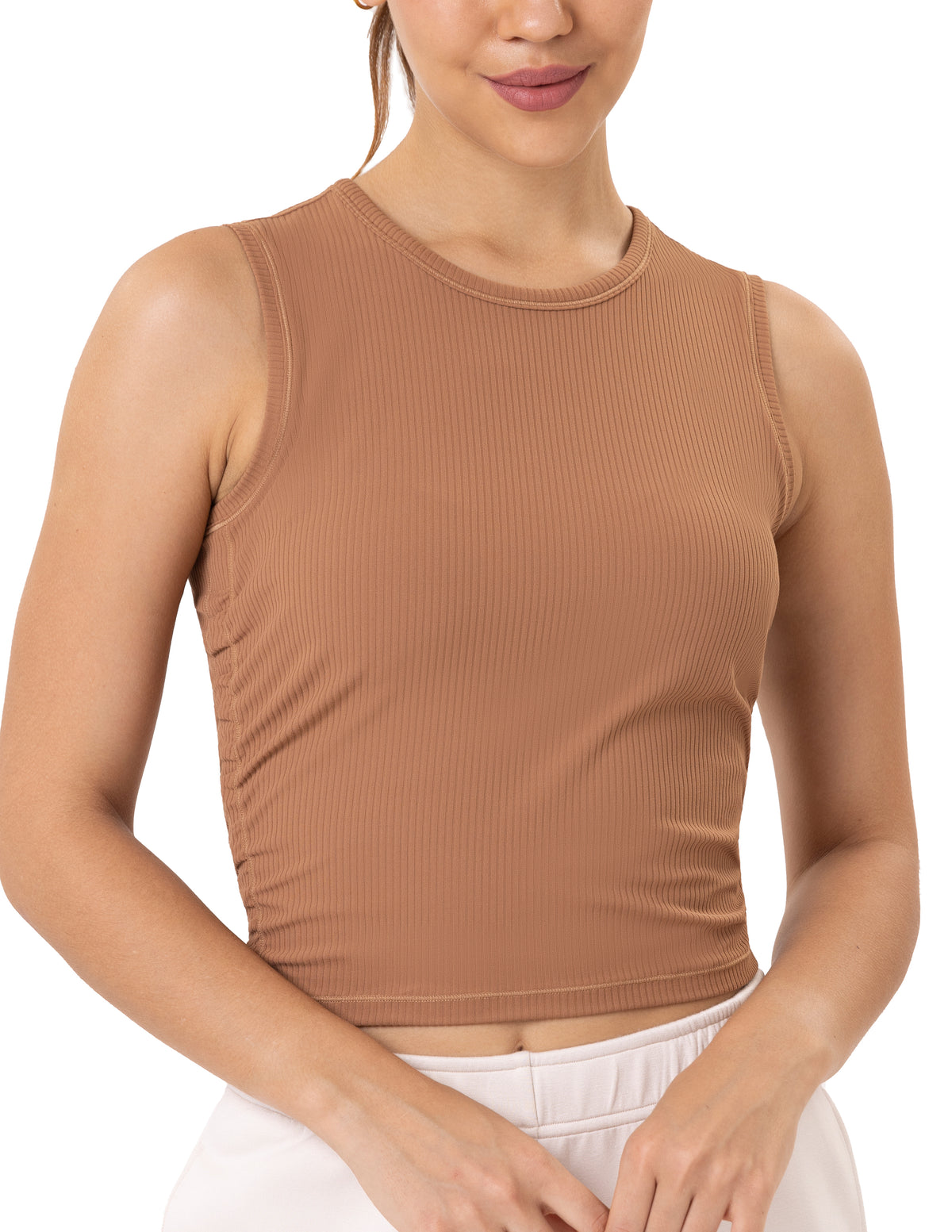 Sleeveless Crew Neck Workout Shirt - #color_