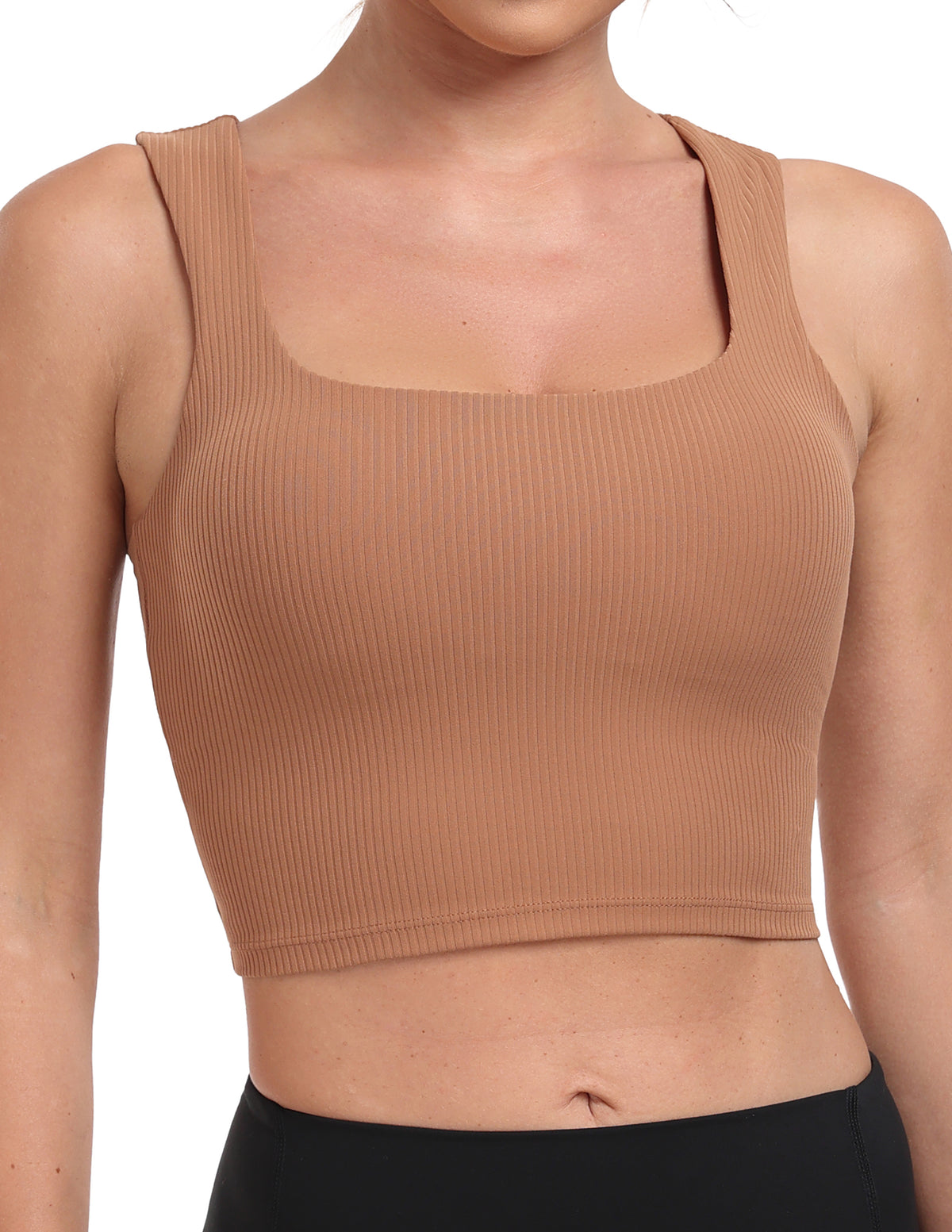 Sports Bra Square Neck Workout Tank Tops with Built - #color_