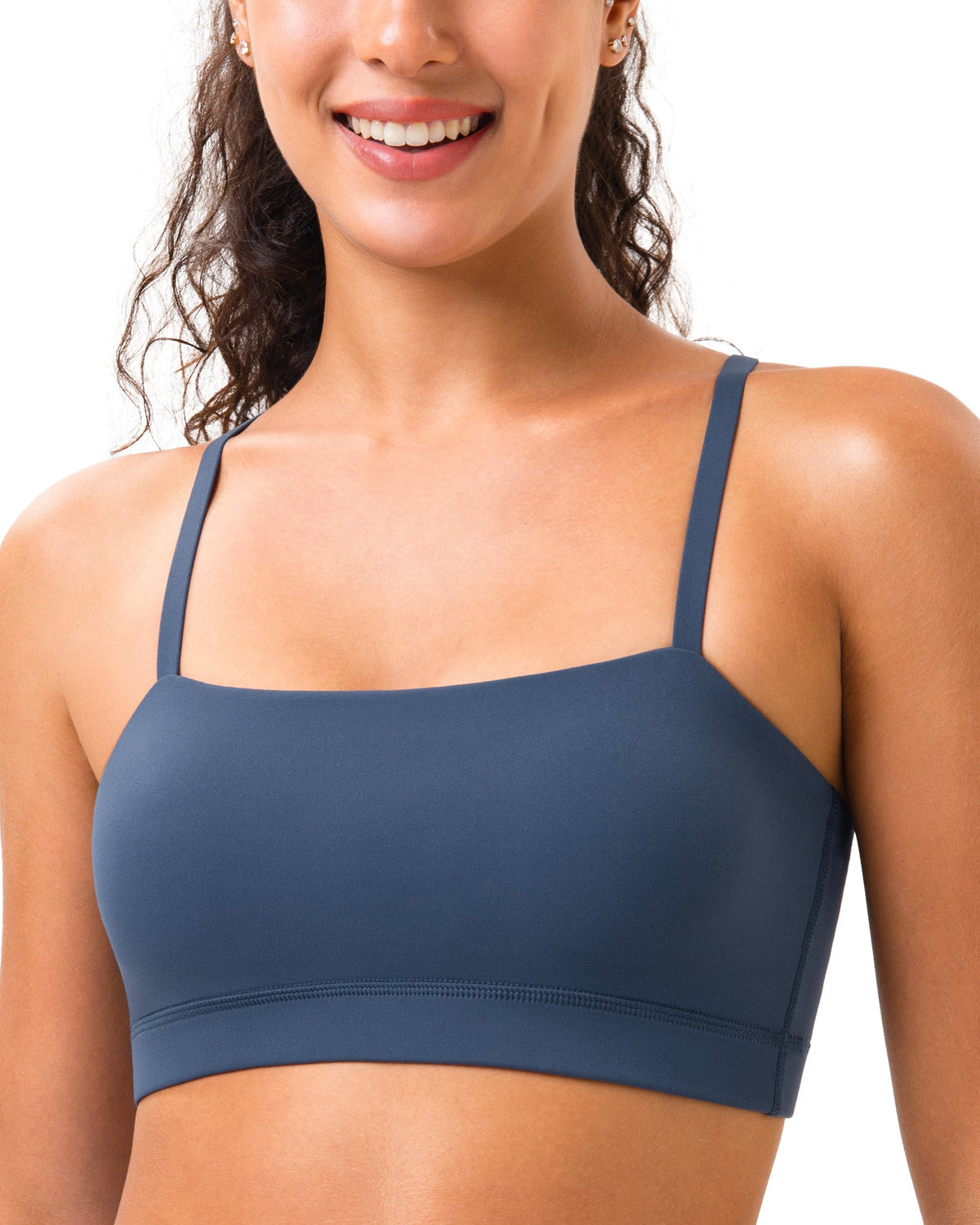 Women’s Bandeau Adjustable Yoga Bra - #color_ Midnight Navy / XS