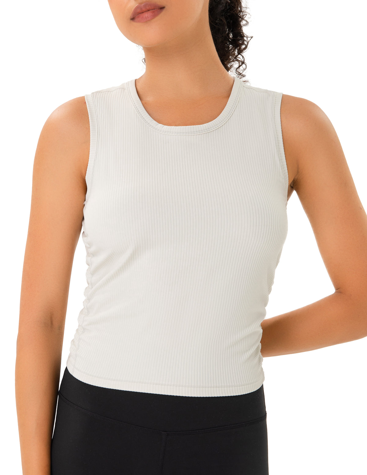 Sleeveless Crew Neck Workout Shirt - #color_
