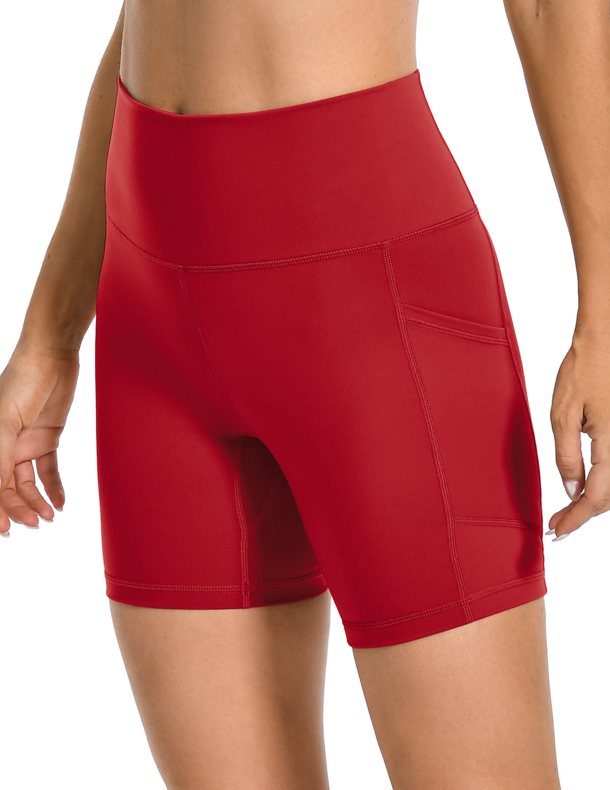 8932 - 6’’ Biker Shorts with Pockets - Woman Athletic Wear - Rose Red