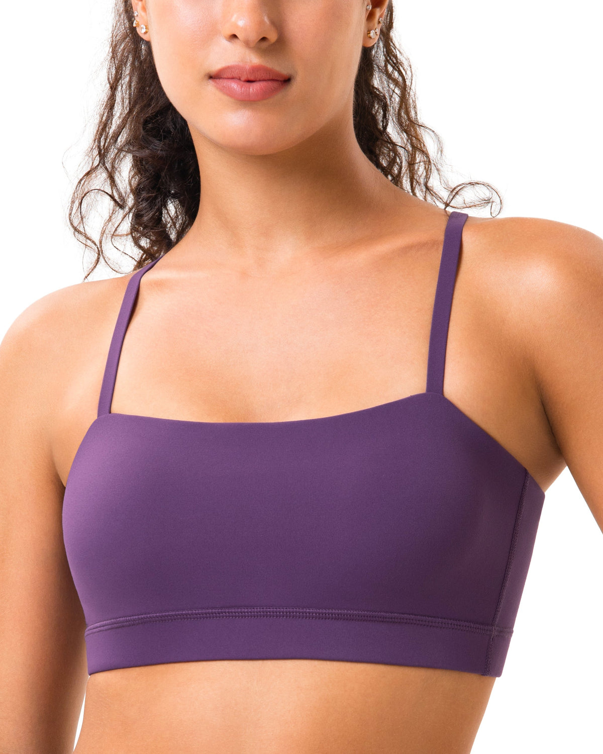 Women’s Bandeau Adjustable Yoga Bra - #color_ Shadow Purple / XS