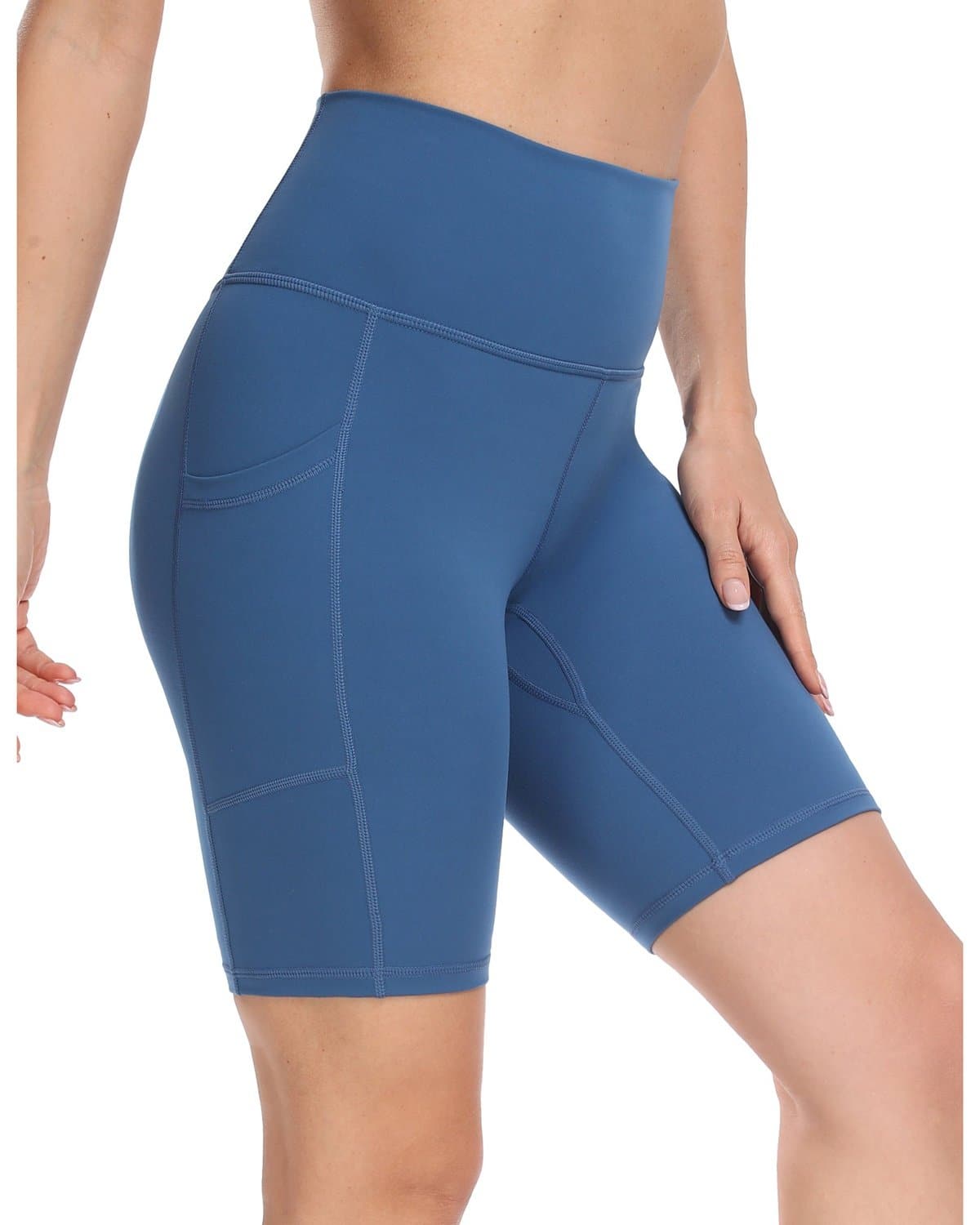 8’’ High Waist Pockets Yoga Biker Shorts - #color_