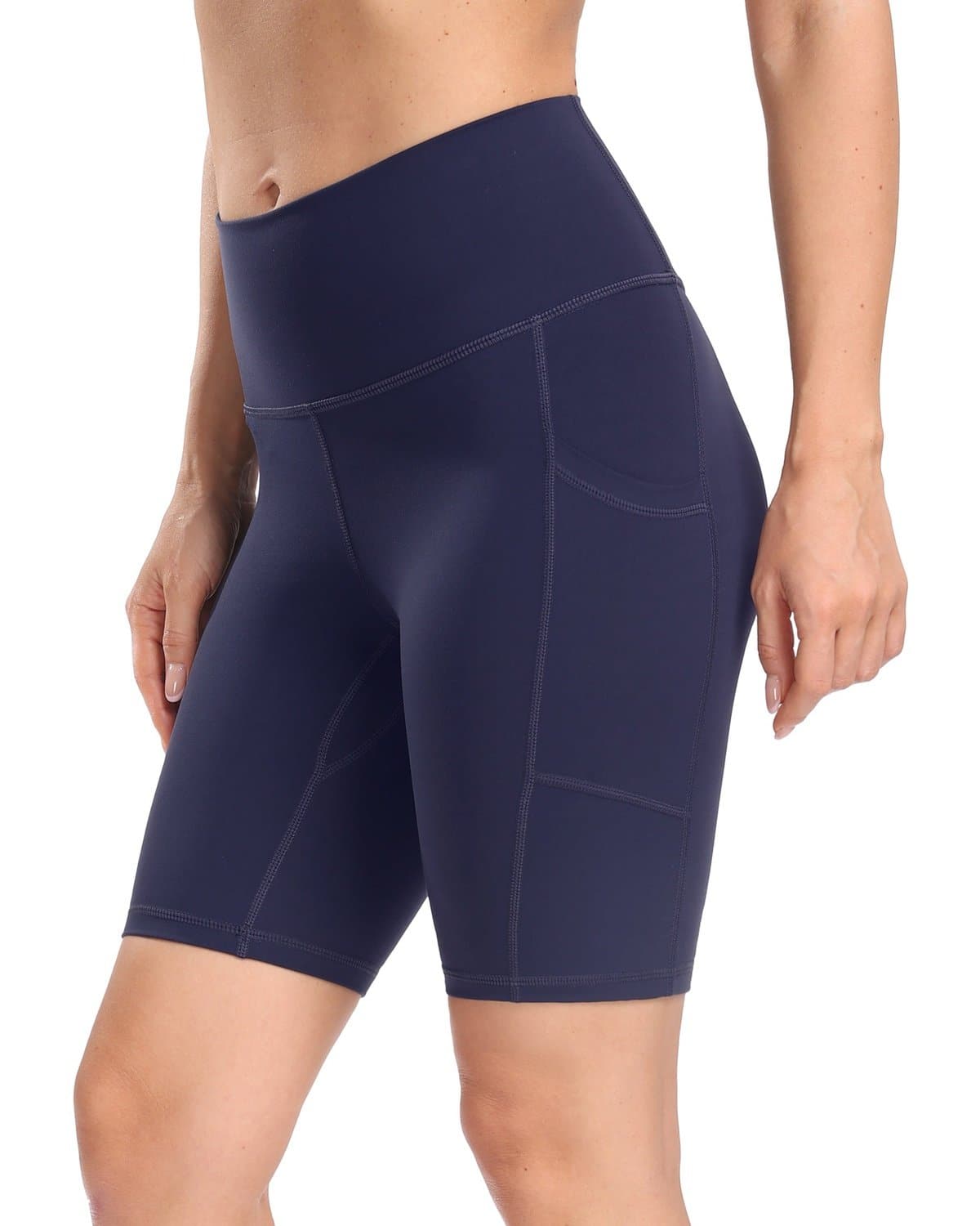 8’’ High Waist Pockets Yoga Biker Shorts - #color_