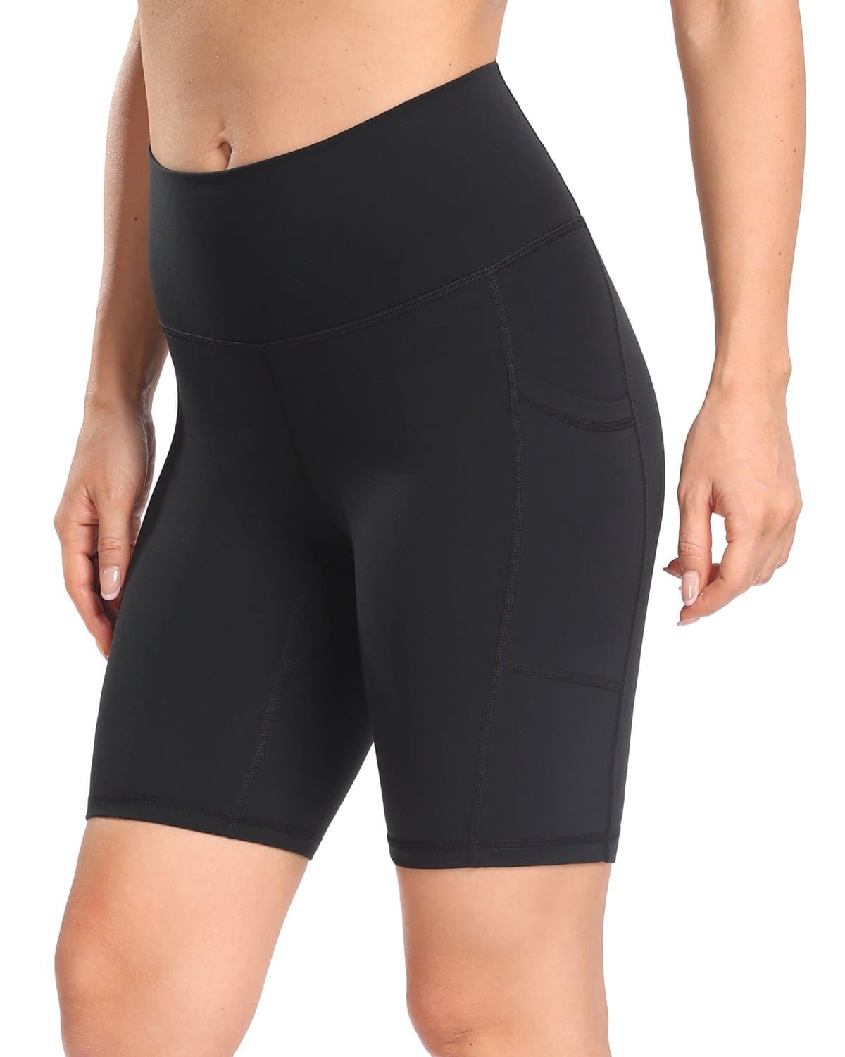 8’’ High Waist Pockets Yoga Biker Shorts - #color_