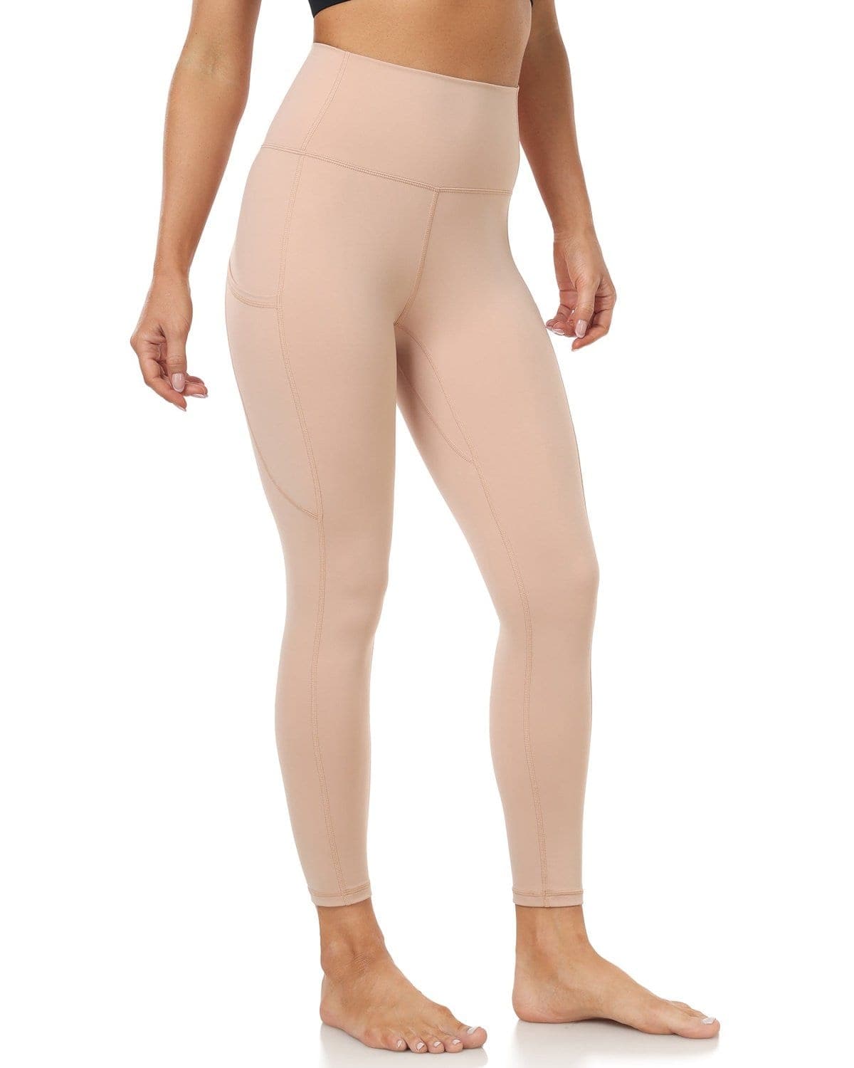 25’’ High Waisted Athletic Pants With Pocket - beige high-waisted leggings #color_