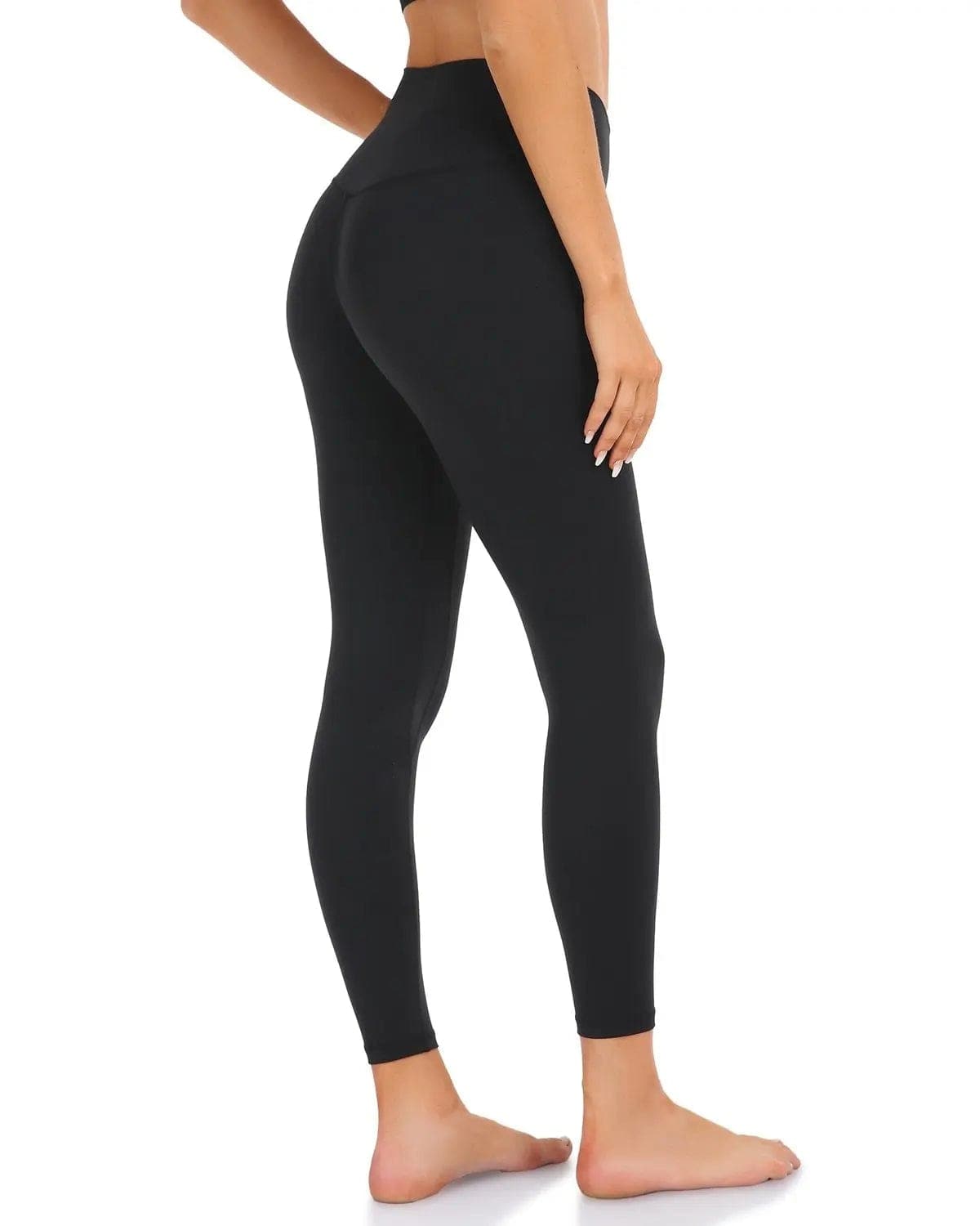 25’’ High Waisted Seamless Workout Leggings - black leggings #color_