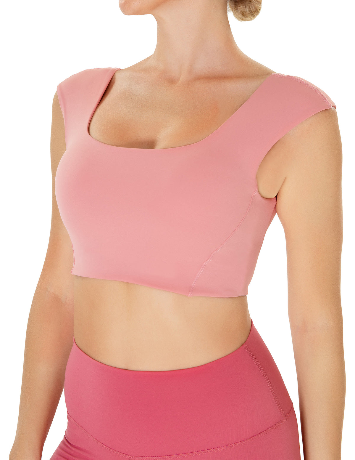 Women’s Square Neck Twist Back Cropped Sports Bra - #color_