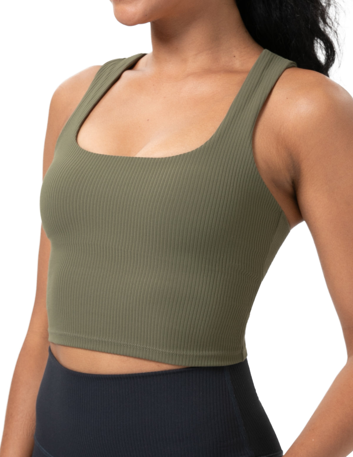 Sports Bra Square Neck Workout Tank Tops with Built - #color_