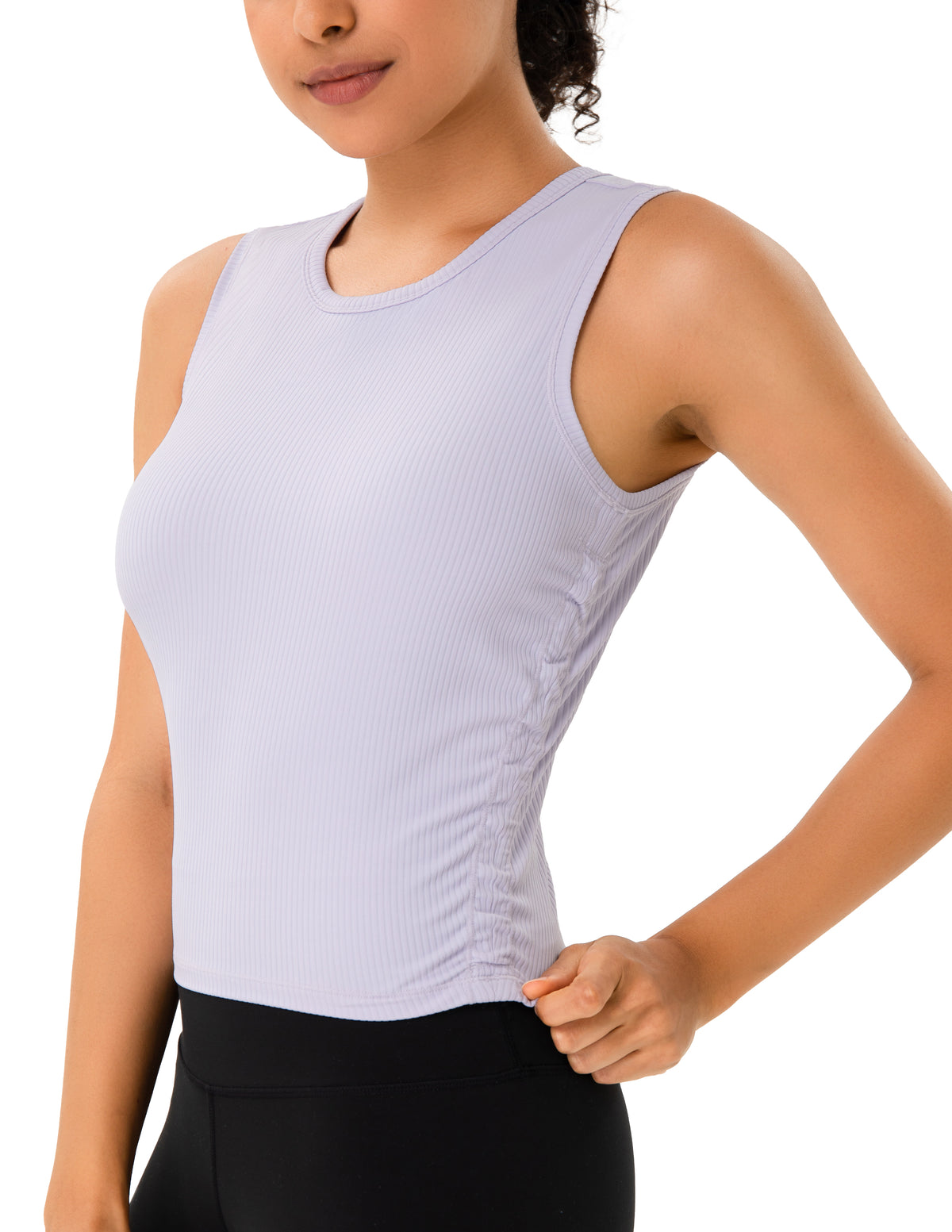 Sleeveless Crew Neck Workout Shirt - #color_ Pastel Lilac / XS