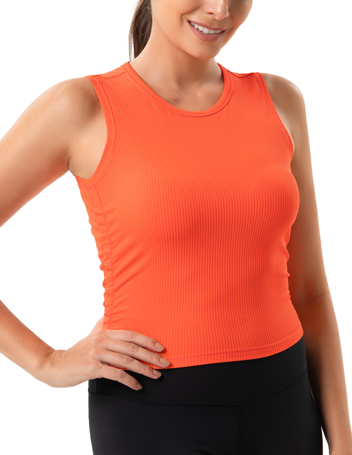Sleeveless Crew Neck Workout Shirt - #color_