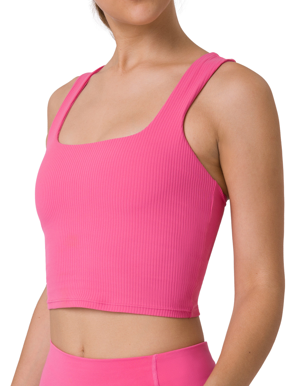 Sports Bra Square Neck Workout Tank Tops with Built - #color_