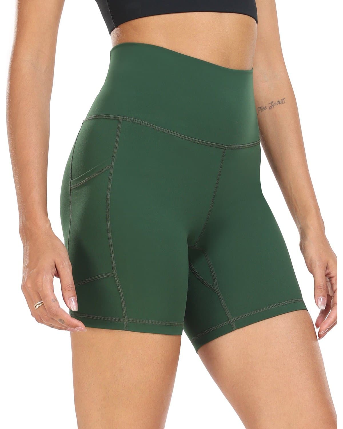 6’’ Biker Shorts with Pockets - green athletic shorts #color_