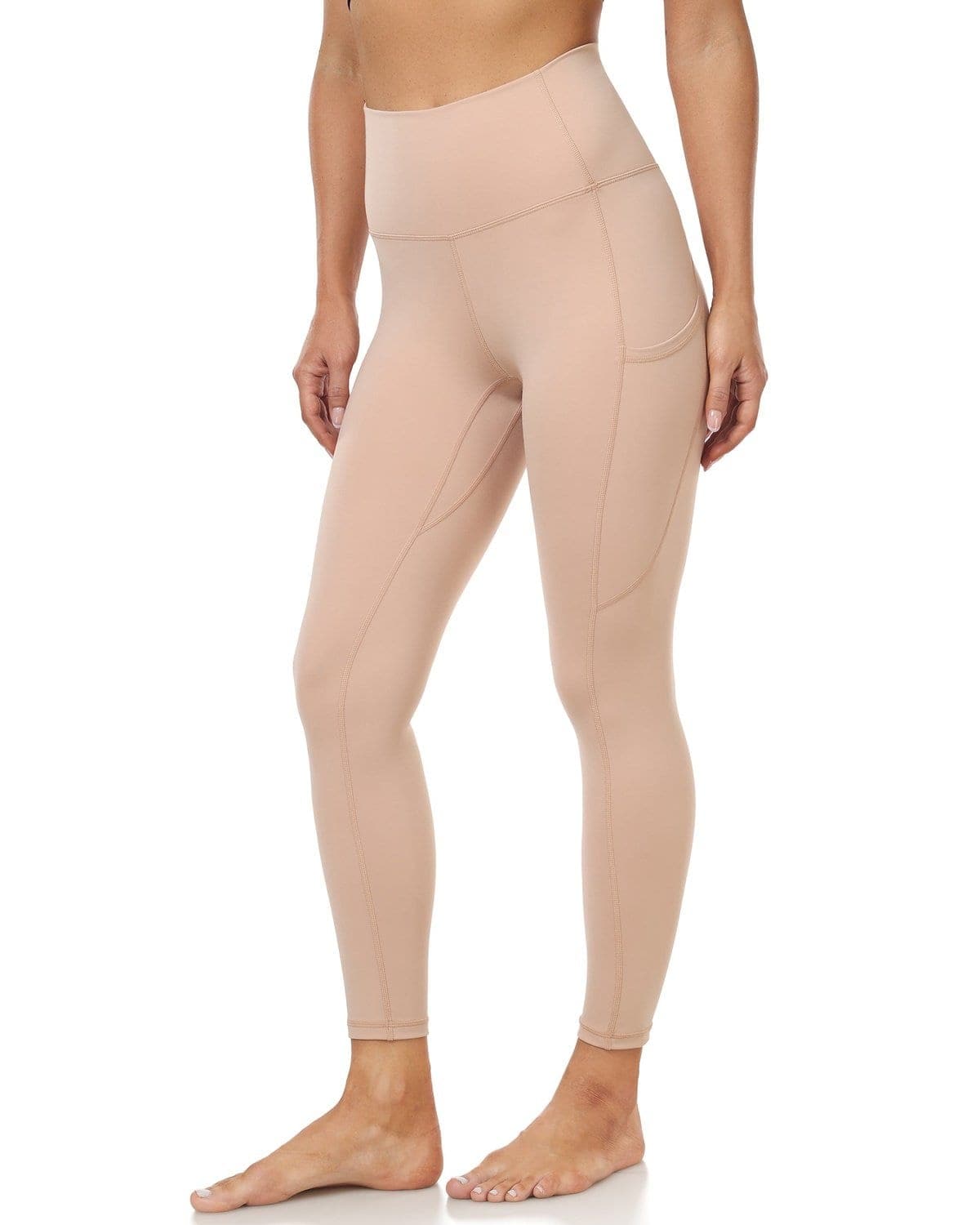 25’’ High Waisted Athletic Pants With Pocket - beige high-waisted leggings #color_