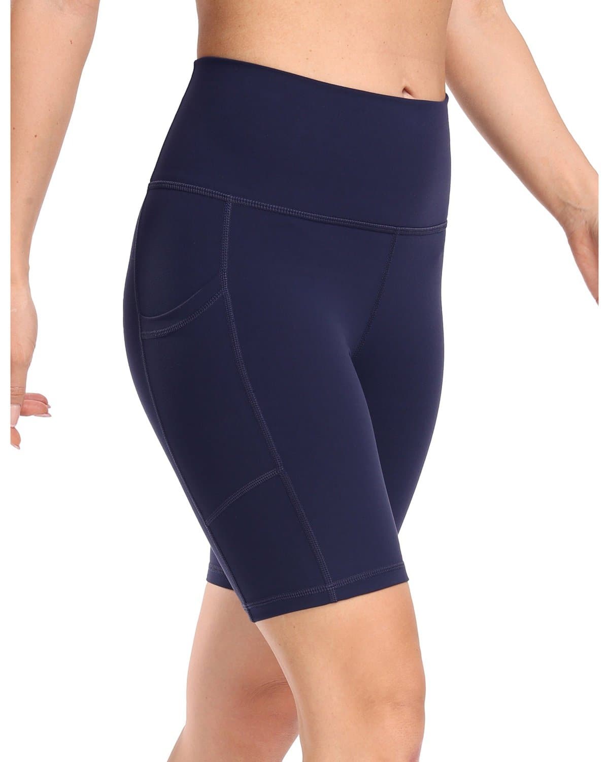 8’’ High Waist Pockets Yoga Biker Shorts - #color_
