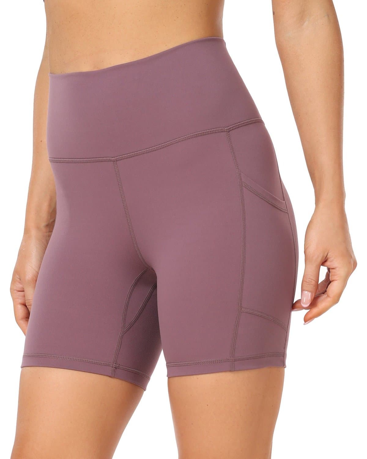6’’ Biker Shorts with Pockets - mauve athletic shorts #color_