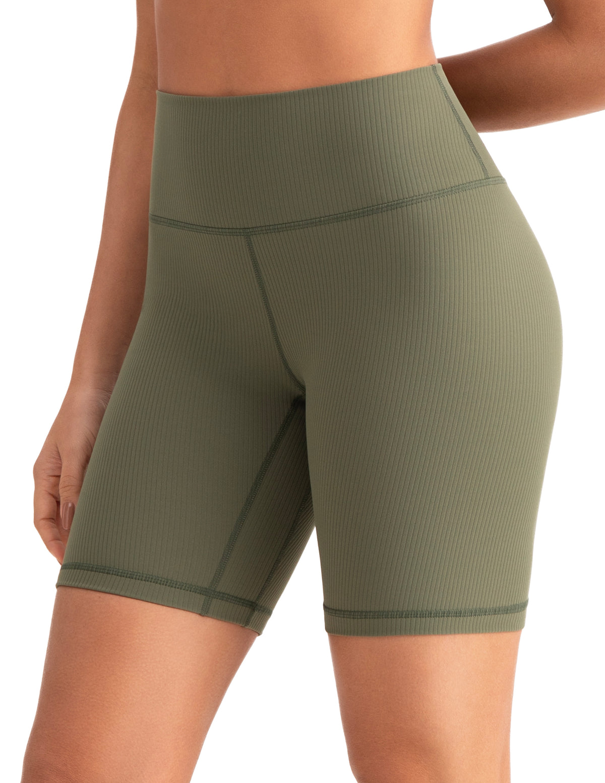 8042 - 8’’ High Waisted Ribbed Biker Shorts Yoga Tights