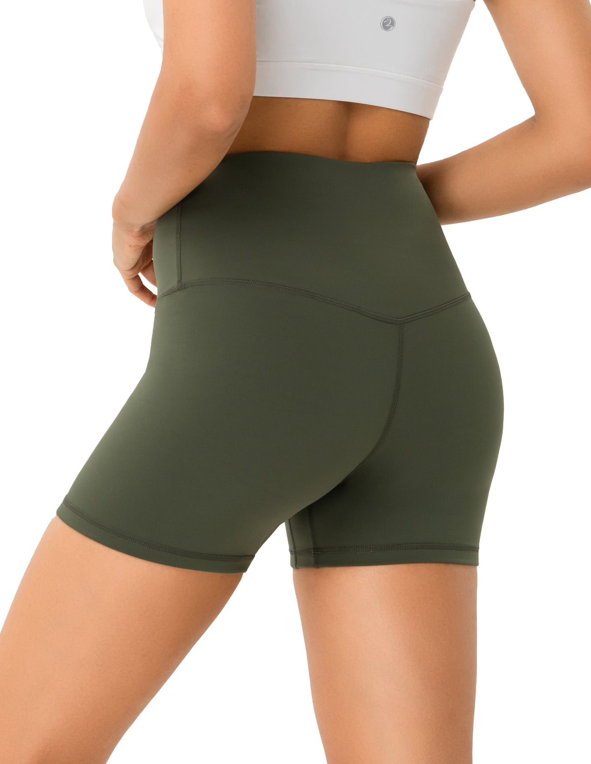 4’’ High Waisted Yoga Shorts Workout Biker Shorts - #color_ Army Green / XS