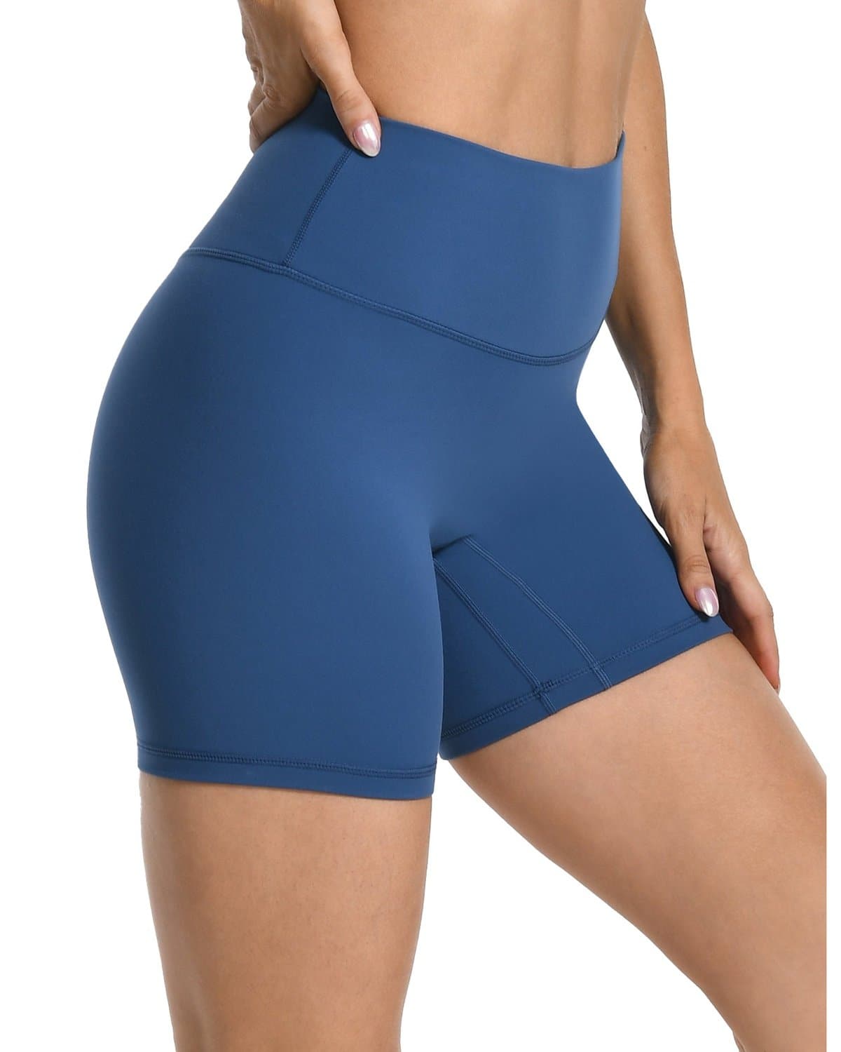 6’’ No Front Seam Biker Shorts - blue athletic shorts #color_