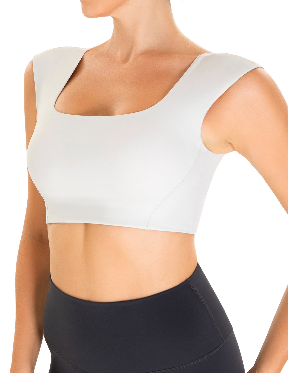 Women’s Square Neck Twist Back Cropped Sports Bra - #color_