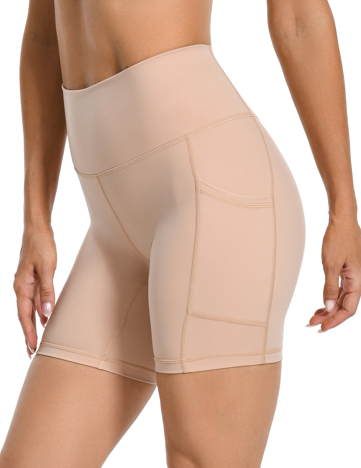 8932 - 6’’ Biker Shorts with Pockets - Woman Sand Athletic Wear