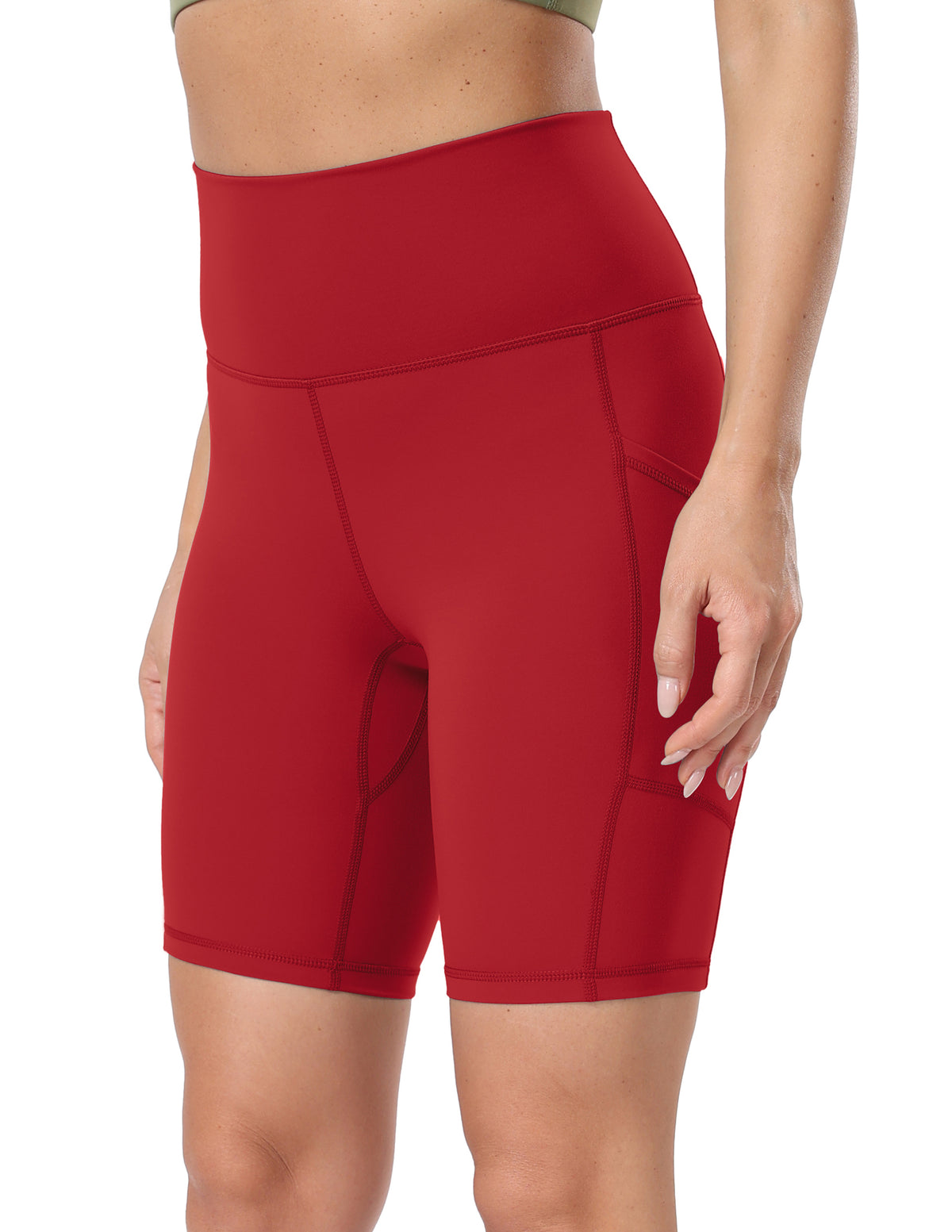 8’’ High Waist Pockets Yoga Biker Shorts - #color_