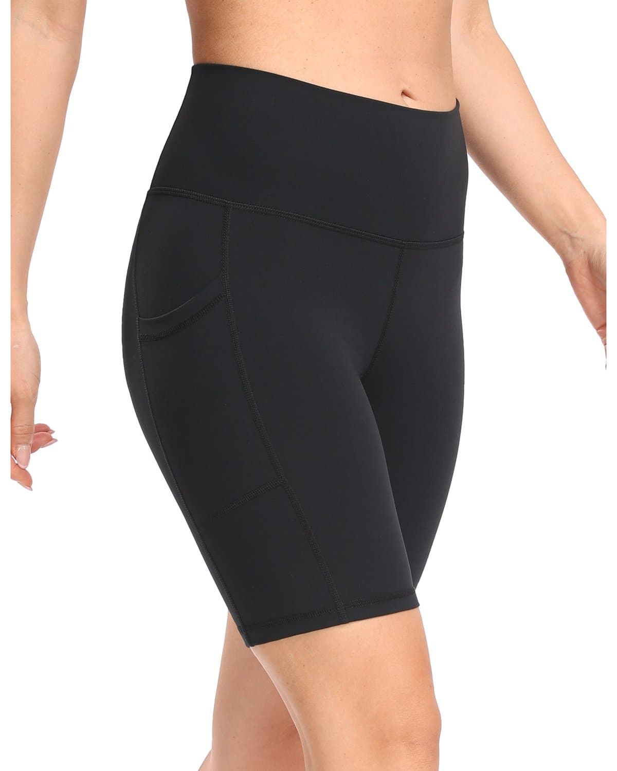 8’’ High Waist Pockets Yoga Biker Shorts - #color_