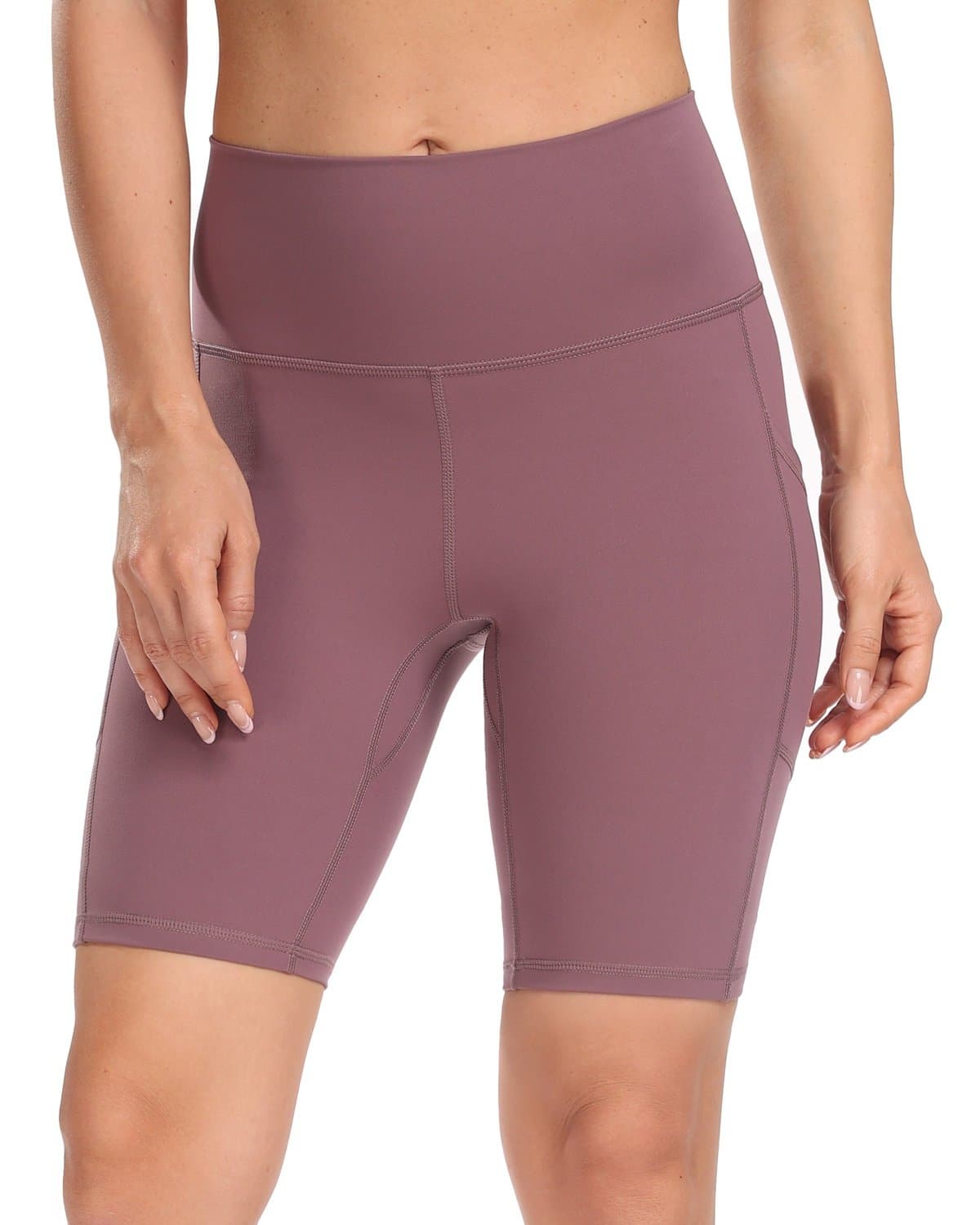 8’’ High Waist Pockets Yoga Biker Shorts - #color_