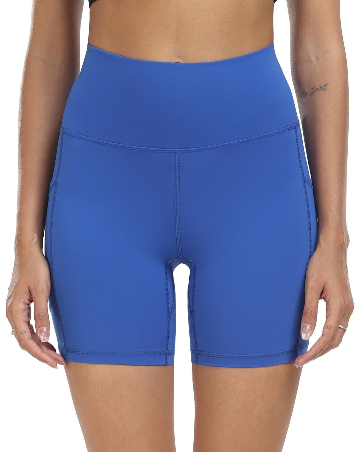 6’’ Biker Shorts with Pockets - blue athletic shorts #color_