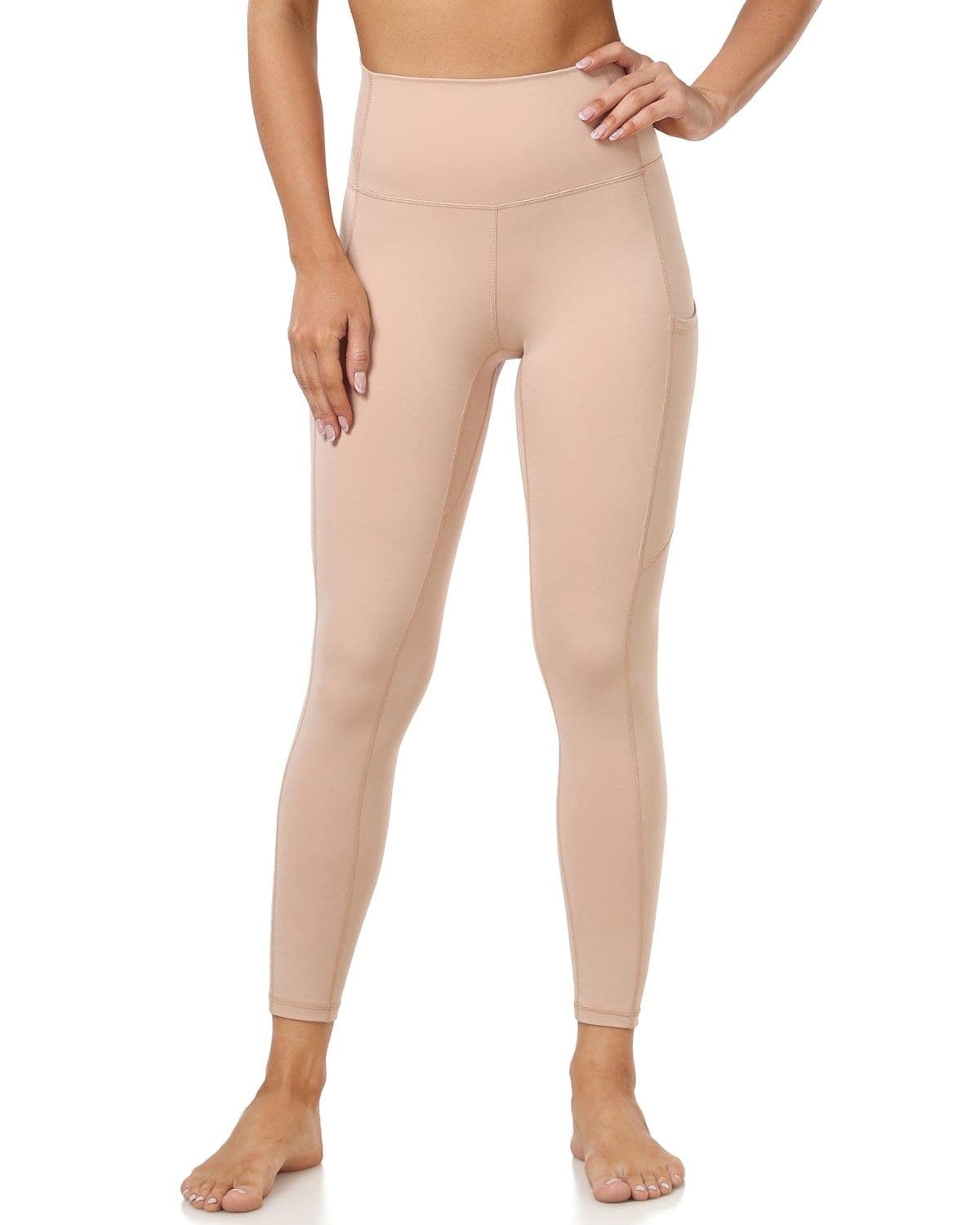 25’’ High Waisted Athletic Pants With Pocket - beige high-waisted leggings #color_