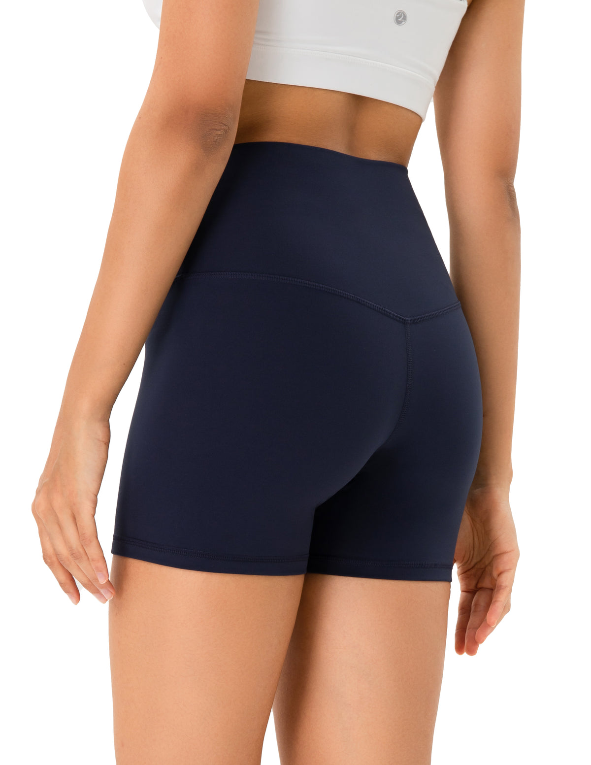 4’’ High Waisted Yoga Shorts Workout Biker Shorts - #color_ Navy / XS