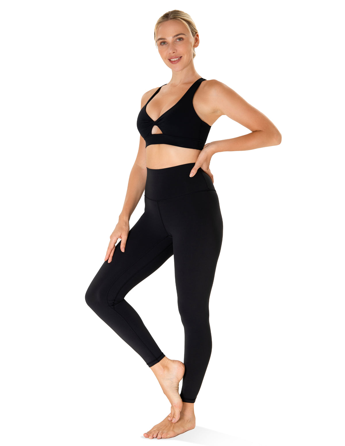 Twist Front V-Neck Criss-Cross Back Sports Bra - #color_