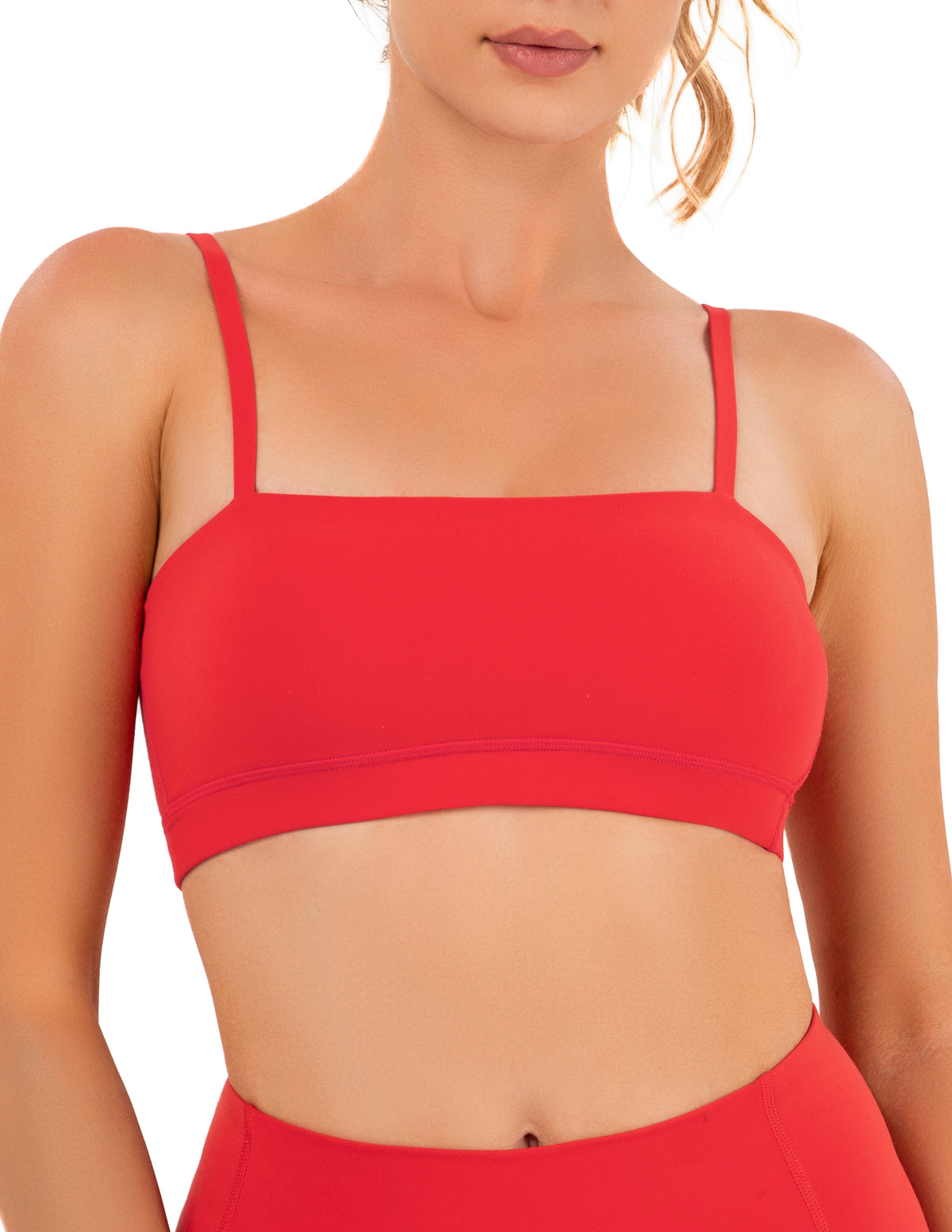 Women’s Bandeau Adjustable Yoga Bra - #color_ Scarlet Red / XS