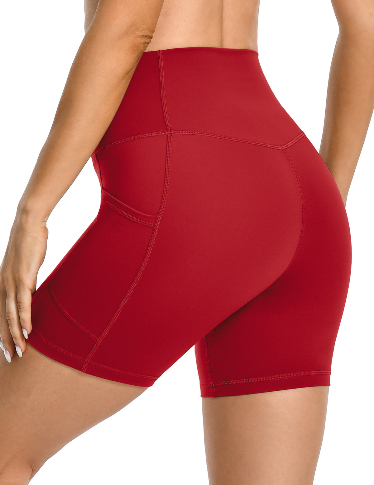 8932 - 6’’ Biker Shorts with Pockets - Woman Athletic Wear - Rose Red