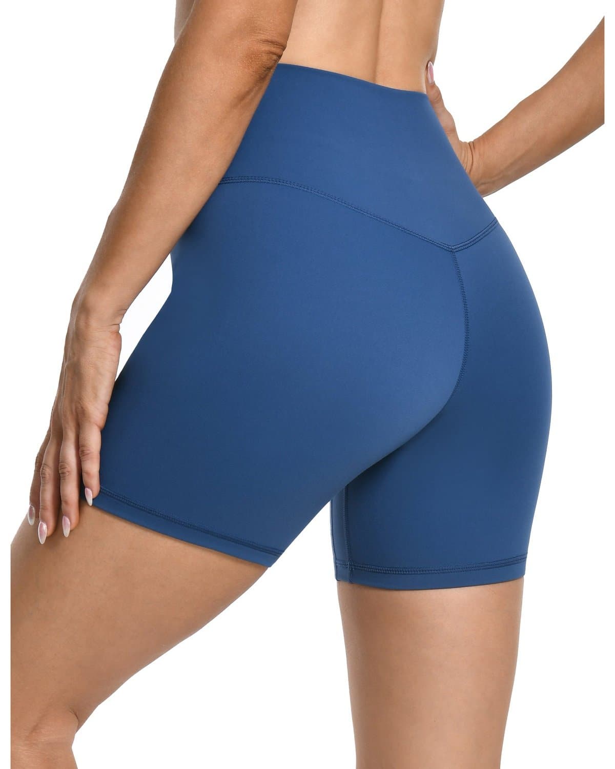 6’’ No Front Seam Biker Shorts - blue high-waisted athletic shorts #color_