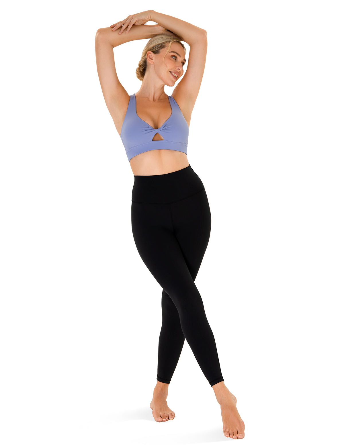 Twist Front V-Neck Criss-Cross Back Sports Bra - #color_