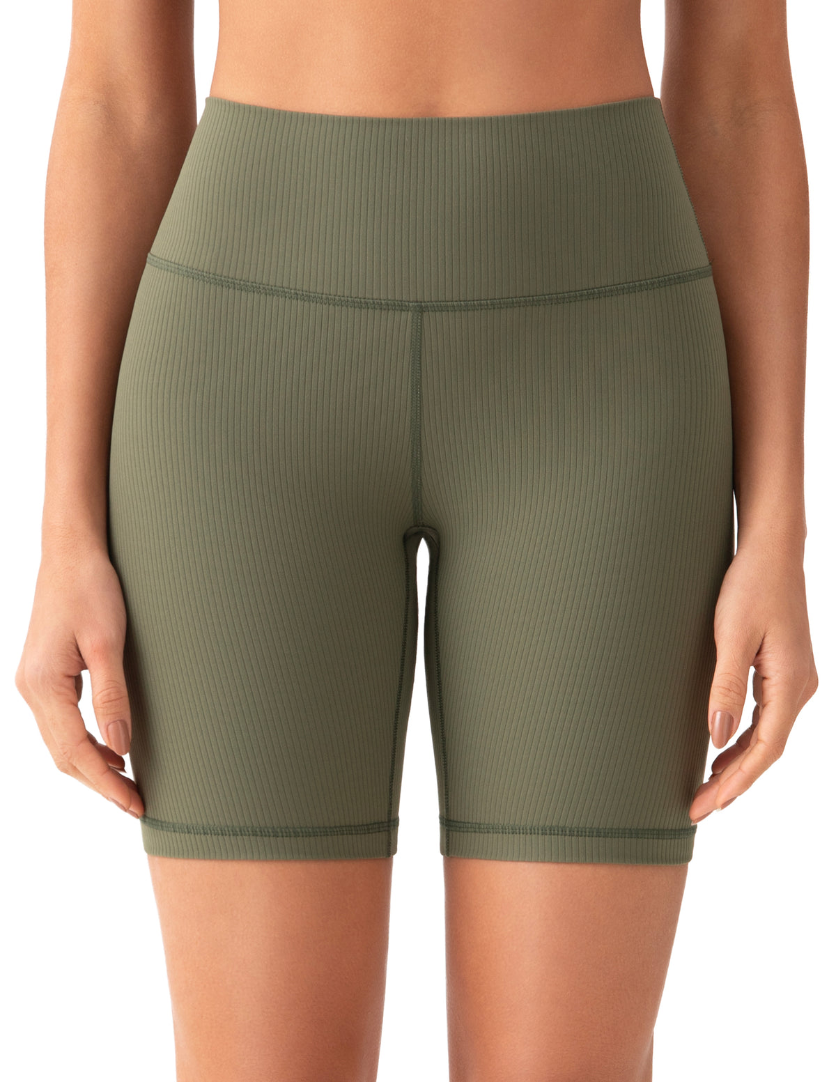 8042 - 8’’ High Waisted Ribbed Biker Shorts Yoga Tights