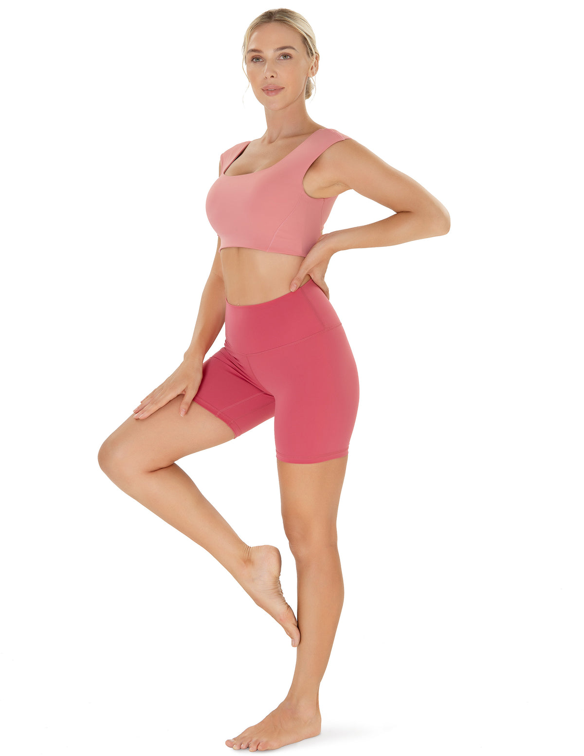Women’s Square Neck Twist Back Cropped Sports Bra - #color_