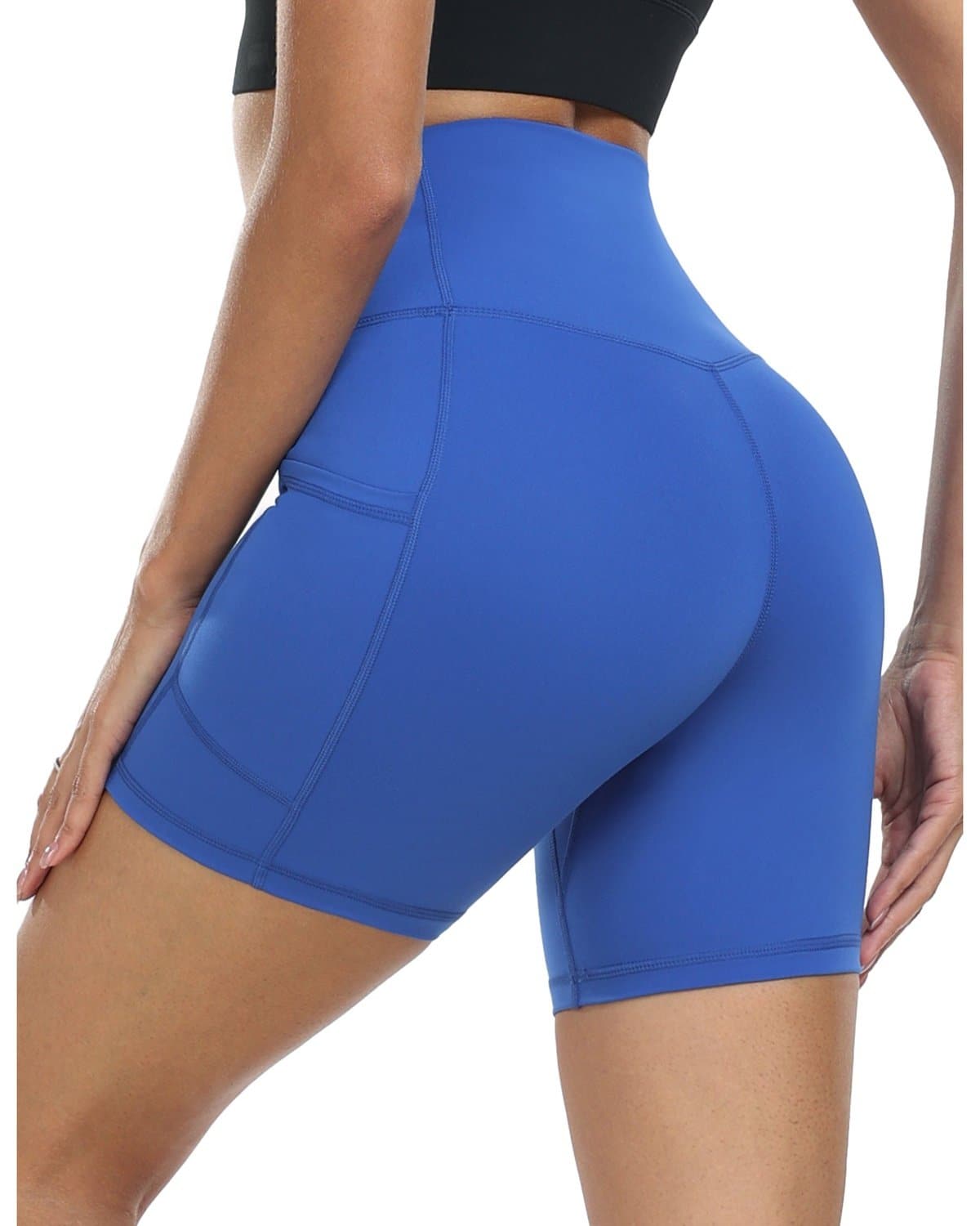 6’’ Biker Shorts with Pockets - blue athletic shorts #color_