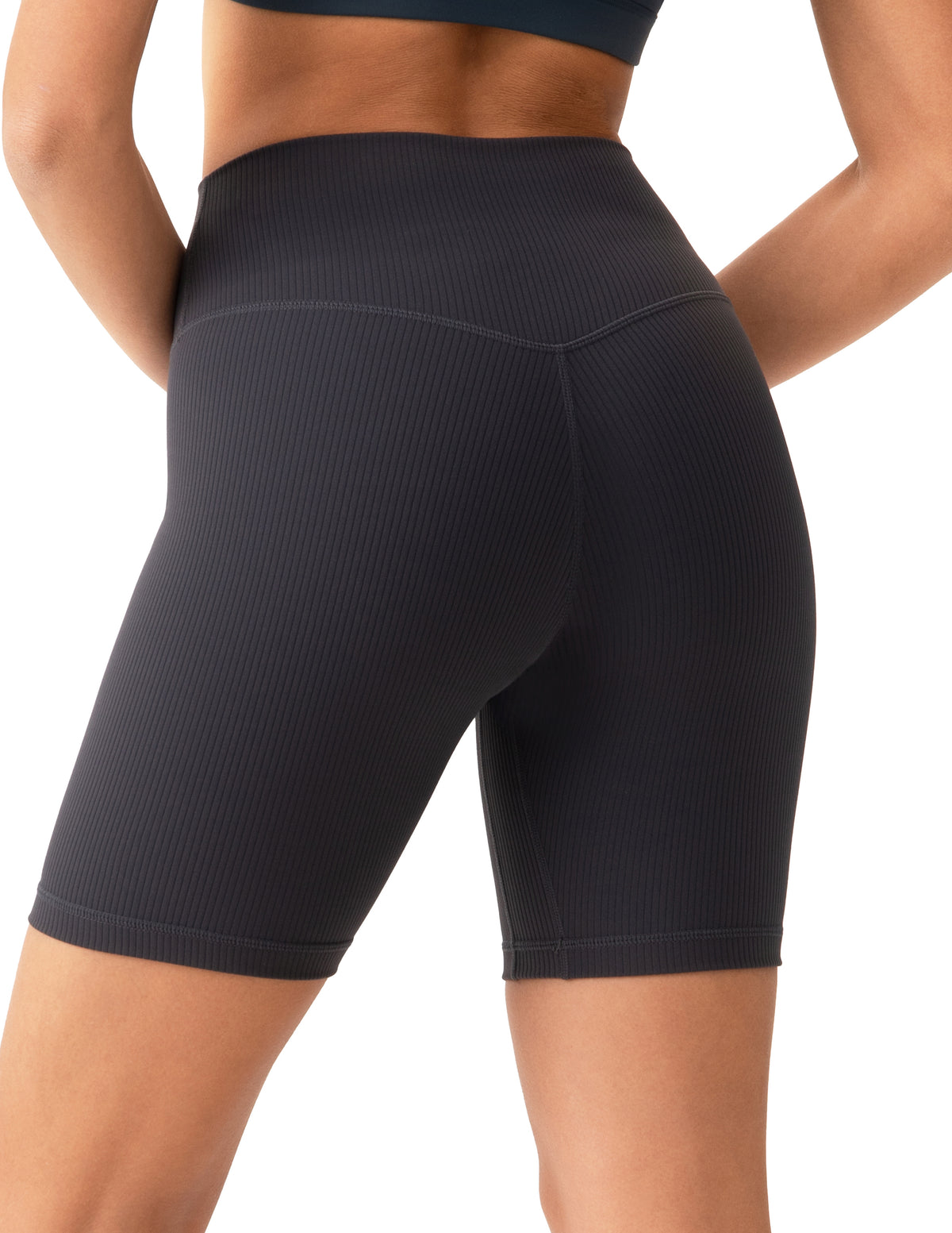 8042 - 8’’ High Waisted Ribbed Biker Shorts Yoga Tights