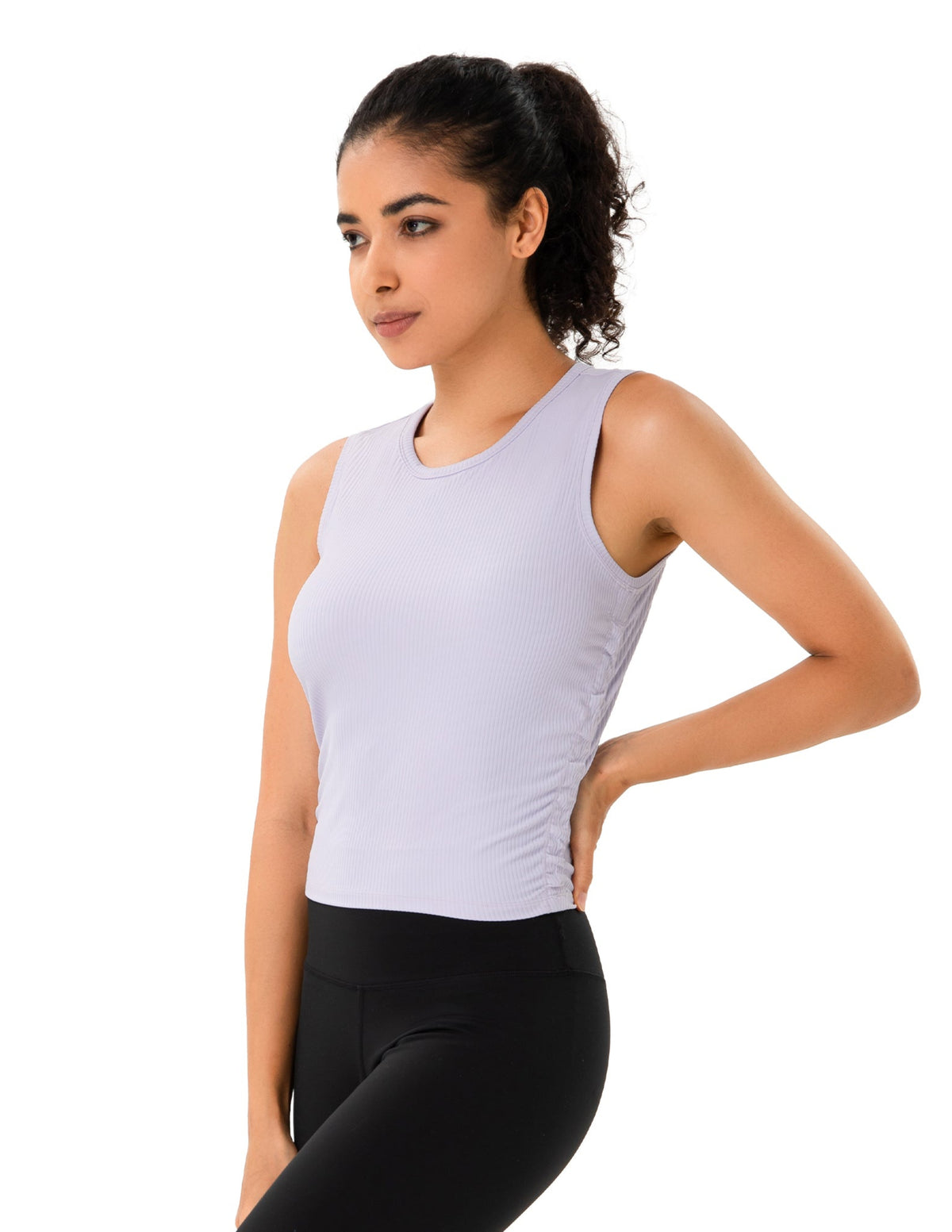 Sleeveless Crew Neck Workout Shirt - #color_